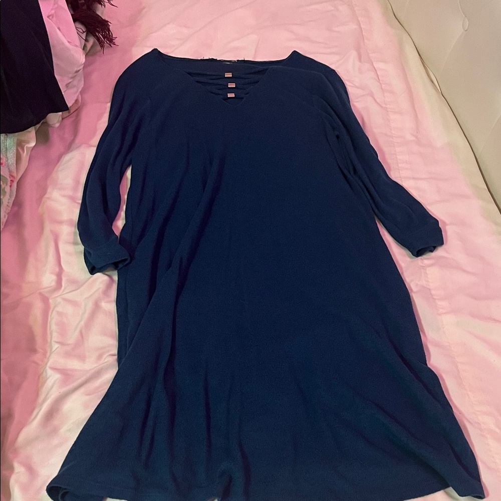 Blue Long Sleeve Dress